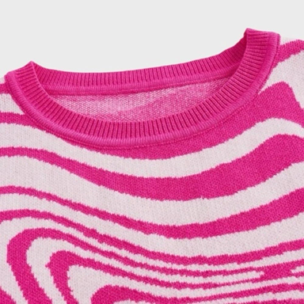Pink & White Women's Crop Top - M - Picture 3 of 8
